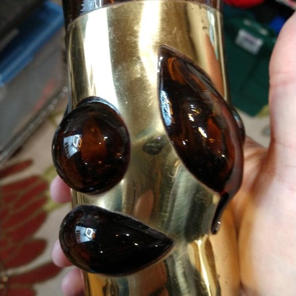 Rare Felipe Derlfinger Caged (metal band) hand blown Amber Tom Collins Glasses - Picture 14 of 16